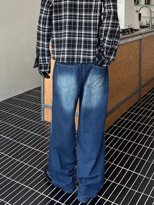 STEELVANCE Celana Jeans Longgar Kasual Pria dengan Potongan Baggy - Biru - View 7