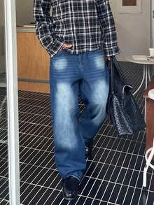 STEELVANCE Celana Jeans Longgar Kasual Pria dengan Potongan Baggy - Biru - View 1