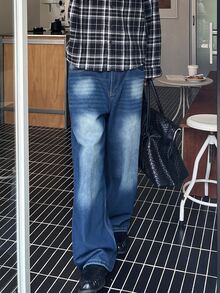 STEELVANCE Celana Jeans Longgar Kasual Pria dengan Potongan Baggy - Biru - View 5