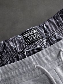 SLATEMANN Men's Drawstring Waist Letter Print Casual Everyday Wide Leg Sweatpants - Grey - View 7