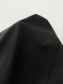 SHEIN Tall Áo khoác gile cài nút trước - màu đen - Xem 11