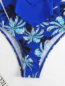 Swim Lushoire Summer Beach Tropical Print Hanky Hem Tankini - Royal Blue - View 6