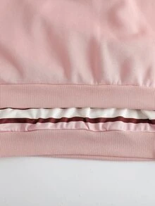 SHEIN Sparklyn 青少年女孩休閒百搭保暖內裡運動衫，秋冬款 - 粉色 - 查看 5