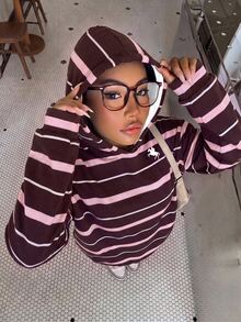 Muchica Casual Preppy Style Striped All-Over Print Women's Lightweight Sweatshirt Suitable For Autumn/Winter - Multicolor - View 9
