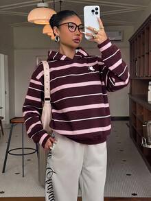 Muchica Casual Preppy Style Striped All-Over Print Women's Lightweight Sweatshirt Suitable For Autumn/Winter - Multicolor - View 6