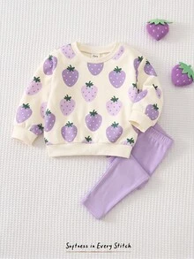 SHEIN Kids Young Girl Casual Crew Neck Long Sleeve Sweatshirt & Leggings 2pcs Set, Suitable For Autumn/Win - Multicolor - View 6