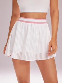 CourtClass CourtClass Women's Contrast Color Minimalist Casual Sports Skirt - White - View 4