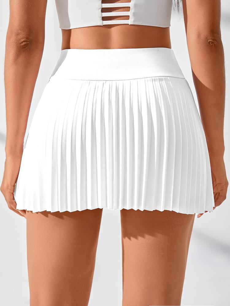 CourtClass CourtClass Pleated Hem Sports Skort With Phone Pocket Tennis Skort Tennis Skirt Athletic Skirt - White - View 2