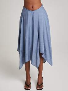 NYA SZN Rock mit asymmetrischem Saum, asymmetrisch, Midi-Länge, für Brunch, Muttertag, Königstag, Freizeit, Alltag, Ausgehen, Party, besondere Anlässe, Reisen, Urlaub, Büro, Western, Country, Date-Night, elegant, luxuriös, Business lässig, Event, Hochzeit, Brunch, Büro, Gyaru, Streetstyle, Frühling/Sommer, Statement, Karneval, Brautparty, Outfits für Damen - Blau - Übersicht 5