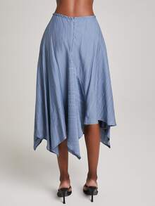 NYA SZN Rock mit asymmetrischem Saum, asymmetrisch, Midi-Länge, für Brunch, Muttertag, Königstag, Freizeit, Alltag, Ausgehen, Party, besondere Anlässe, Reisen, Urlaub, Büro, Western, Country, Date-Night, elegant, luxuriös, Business lässig, Event, Hochzeit, Brunch, Büro, Gyaru, Streetstyle, Frühling/Sommer, Statement, Karneval, Brautparty, Outfits für Damen - Blau - Übersicht 7