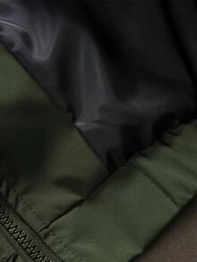 Manfinity EMRG 男士印花休閒長袖戶外防風夾克外套，長袖賽車夾克 - 軍綠色 - 查看 7