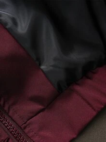 Manfinity EMRG 男士印花休閒長袖戶外防風夾克外套，長袖賽車夾克 - 酒紅色 - 查看 7