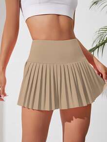 CourtClass CourtClass Sports Skirt - Skort Solid Color, Fashion For Summer - Khaki - View 3