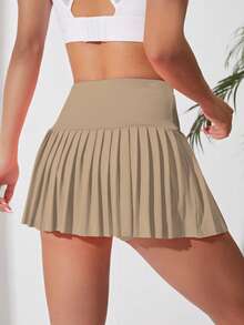 CourtClass CourtClass Sports Skirt - Skort Solid Color, Fashion For Summer - Khaki - View 2