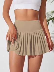CourtClass CourtClass Sports Skirt - Skort Solid Color, Fashion For Summer - Khaki - View 4