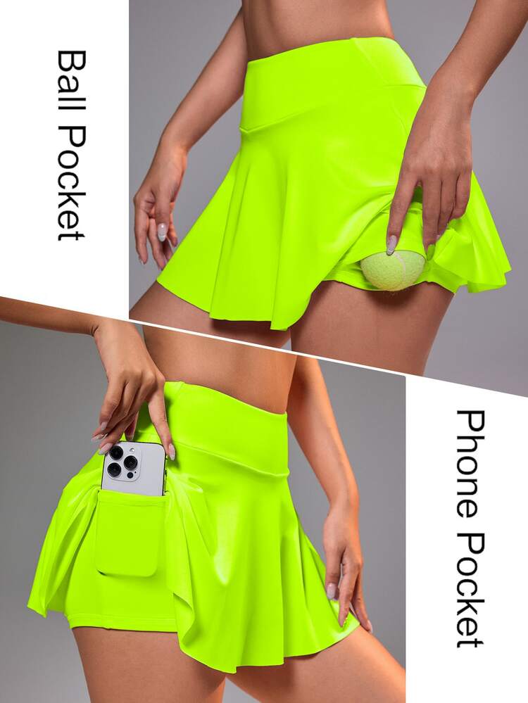 CourtClass CourtClass Women's Skirt With Pocket, Suitable For Badminton, Tennis, Yoga, Fitness, Running, Marathon Athletic Skirt Three Pair - Green - View 4