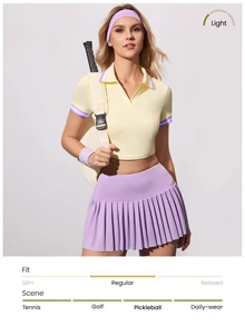 CourtClass CourtClass Camisa polo deportiva de manga corta y corta con bloques de color para el verano - Amarillo claro - Ver 4