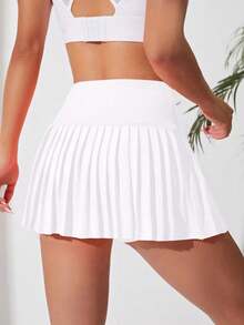 CourtClass CourtClass Solid Color V-Waist Pleated Athletic Skirttennis Skirt - White - View 2