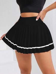 CourtClass CourtClass Jupe short femme simple blocs de couleurs pour usage quotidien, jupe de tennis, jupe de sport - Noir - Voir 5