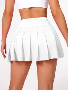 CourtClass CourtClass Solid Color Pleated Sports Skirt Shortstennis Skirt Athletic Skirt - White - View 4