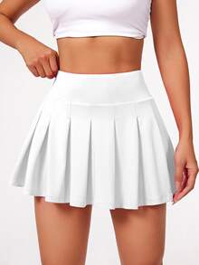 CourtClass CourtClass Solid Color Pleated Sports Skirt Shortstennis Skirt Athletic Skirt - White - View 7
