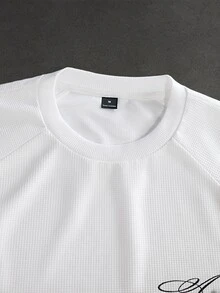 SLATEMANN Men's Letter Print Raglan Long Sleeve Crew Neck Casual T-Shirt - White - View 6