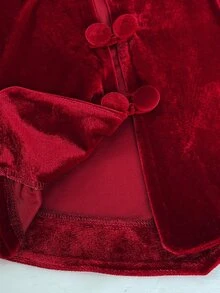 Whyspr Spring/Autumn/Winter Red Button Velvet Fabric High-End Romantic Sexy Elegant Exquisite Fashion Design Niche Design Deep V-Neck New Must-Have Daily Wear Plus Size Women's Jacket Halloween Gothic Style - Red - View 9