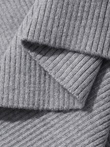FRIFUL Women's Autumn Contrast Color Ribbed Bell Sleeve Sweater - Grey - View 8
