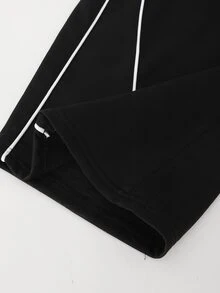 SHEIN Sparklyn Teen Girl Wide Leg Barrel Leg Mini Black Sweatpants Halloween Autumn Fall Style Fall Outfits - Black - View 7