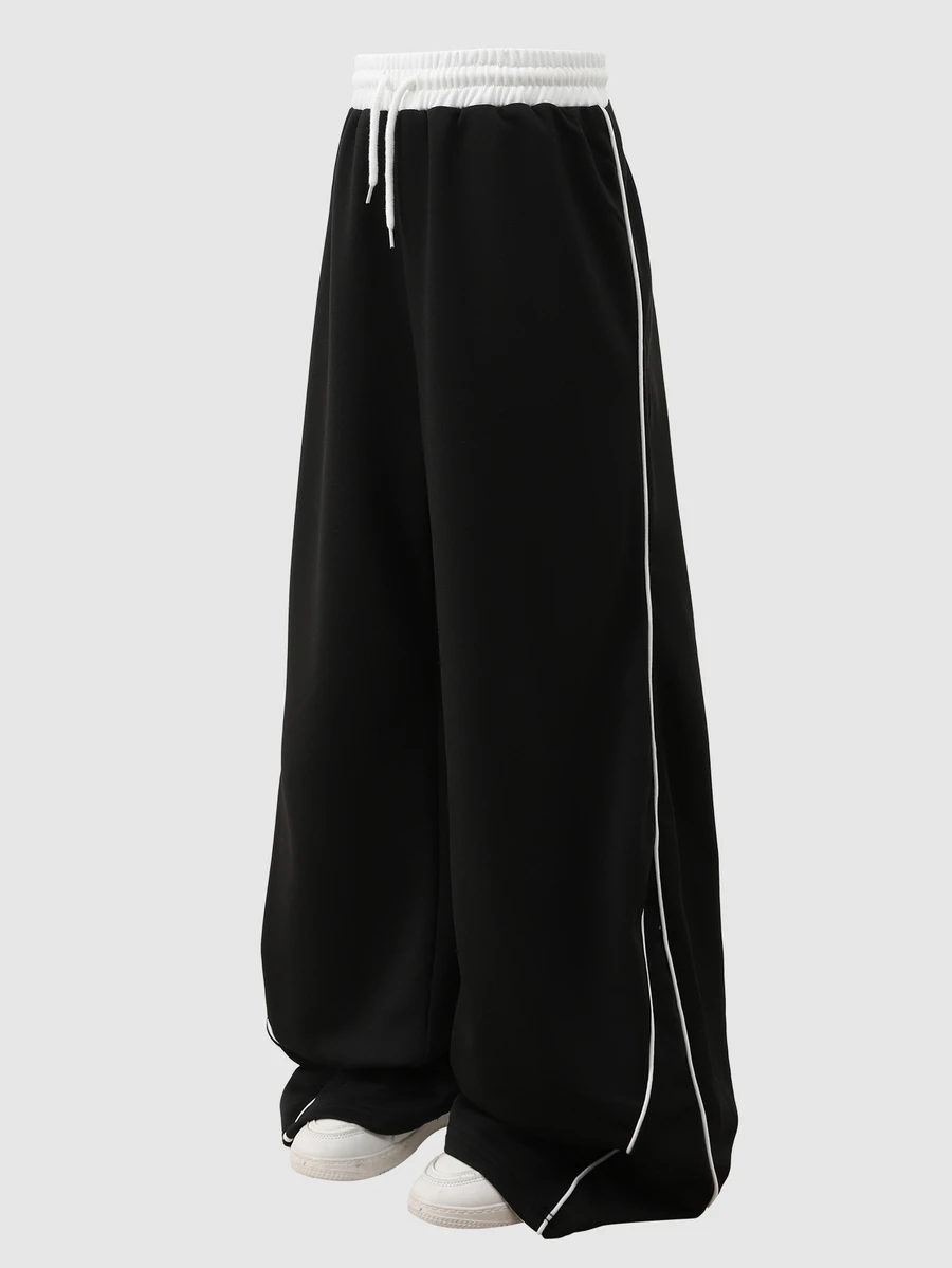 SHEIN Sparklyn Teen Girl Wide Leg Barrel Leg Mini Black Sweatpants Halloween Autumn Fall Style Fall Outfits