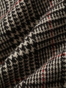 FRIFUL Celana Pendek Wanita Motif Houndstooth Musim Gugur Pinggang Tinggi - Coklat - View 8
