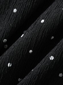 FRIFUL Women's Autumn Polka Dot Spaghetti Strap Frill Trim Dress - Black - View 7