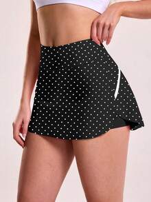 CourtClass CourtClass Women's Fashion Casual Polka Dot Striped Decorative Pocket Sports Short Skort - Multicolor - View 3