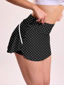 CourtClass CourtClass Women's Fashion Casual Polka Dot Striped Decorative Pocket Sports Short Skort - Multicolor - View 5