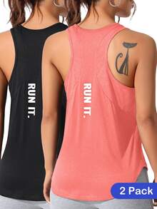 CourtClass CourtClass Camiseta de tirantes deportiva con espalda de corredor y estampado de letras - Multicolor - Ver 6