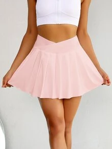 CourtClass CourtClass 3pcs Women High Waist Solid Color Pocket Sports Skort Set - Multicolor - View 7