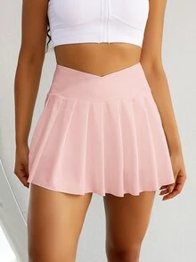 CourtClass CourtClass 3pcs Women High Waist Solid Color Pocket Sports Skort Set - Multicolor - View 4