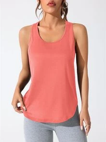 CourtClass CourtClass Women's Summer Letter Print Racerback Sports Tank Top Women's Gym Clothes - Orange - View 3