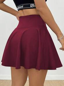 CourtClass CourtClass Solid Color High Waist Sports Skirt Shorts - Redwood - View 2