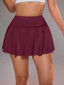 CourtClass CourtClass 女式带口袋半身裙，适合羽毛球、网球、瑜伽、健身、跑步、马拉松运动 - 酒紅色 - 查看 5