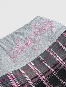 ROMWE Autumn/Winter Y2K Sweet Hot Girl College Style Pattern Women's Skirt - Pink - View 3