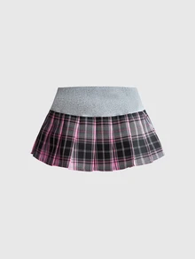 ROMWE Autumn/Winter Y2K Sweet Hot Girl College Style Pattern Women's Skirt - Pink - View 2