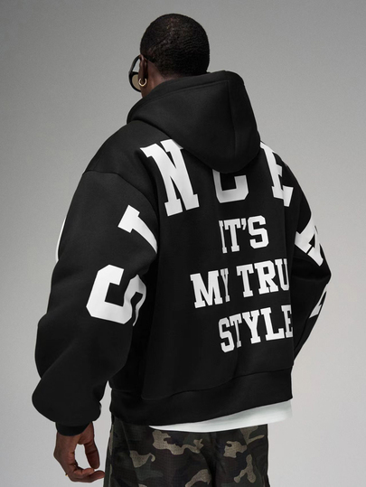 STYNVO Men Hoodies College Off Campus Black And White Autumn