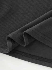 LUMIGAL Kaos Wanita Lengan Panjang Kerah Asimetris Warna Polos, Potongan Slim Fit - Grey - View 6