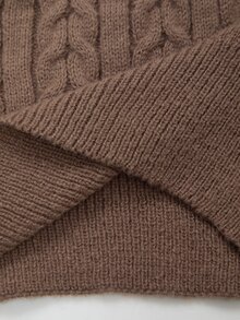 Mistrie Women's Solid Color Long Sleeve Button Design Fur Collar Cropped Sweater Everyday Date Shades Of Brown Autumn Winter Retro Vintage - Brown - View 8