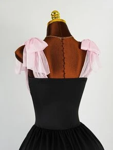 Mistrie Women's Colorblock Patchwork Bow Decor Dress Night Out Date Night Black And Pink Summer Sexy - Multicolor - View 3