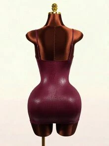 Mistrie Women's Glamorous Sexy Cutout Design Spaghetti Strap Mini Dress - Burgundy - View 2