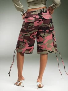 Denimoi Oversized Camo Cargo Jorts Fashion Jorts Fashion Streetwear Cool Girl Jeans Summer Camo Jorts - Multicolor - View 2