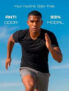 TekDrob Anti-Odor Regular T-Shirt With V Neck - Black - View 3