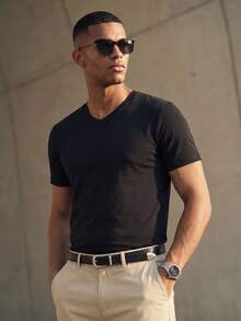 TekDrob Anti-Odor Regular T-Shirt With V Neck - Black - View 5